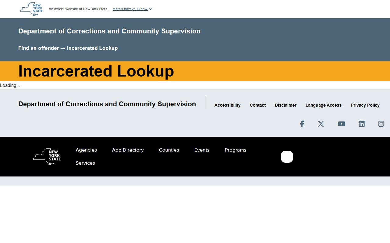 DOCCS direct lookup application for New York inmate search