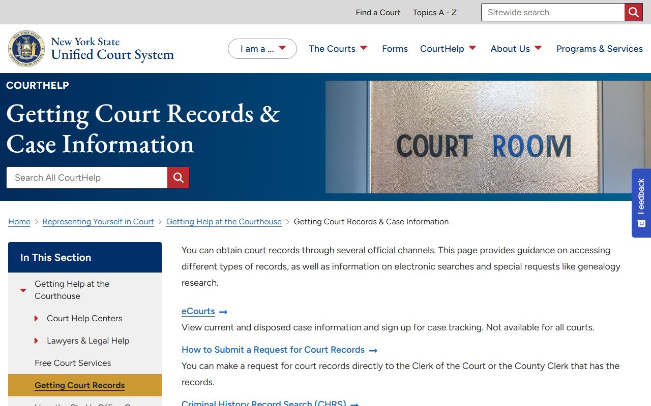 New York court records help and case information guidance